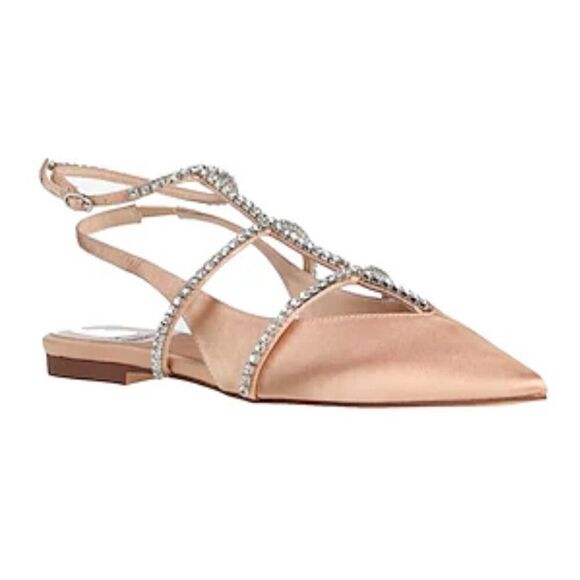 Jeffrey Campbell Flats Size 6 Pointed Toe Satin Finish Rhinestones - Picture 1 of 7